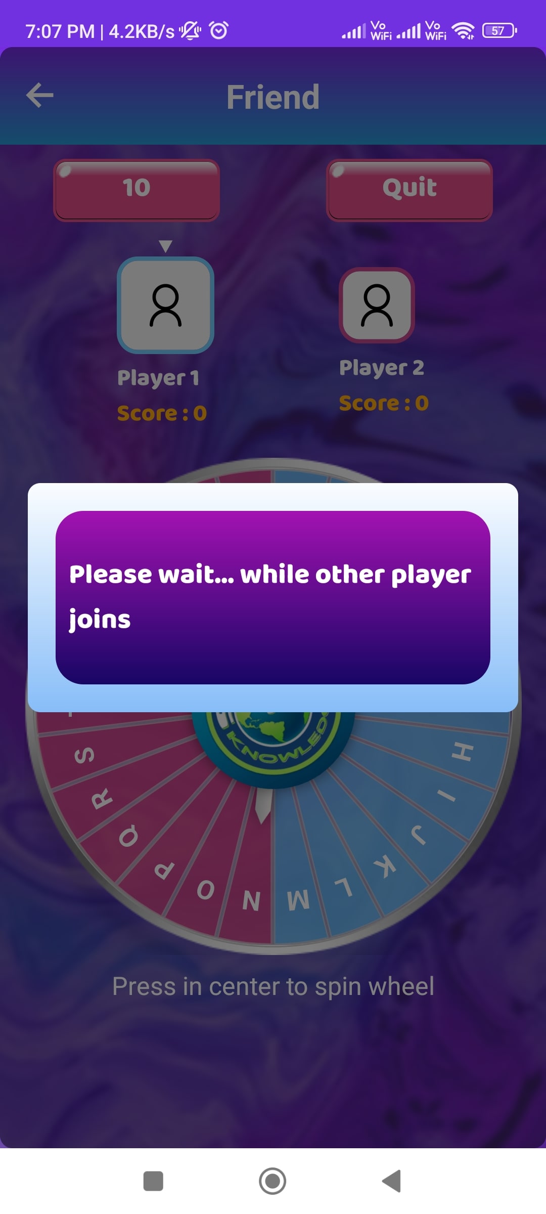 player waiting screen